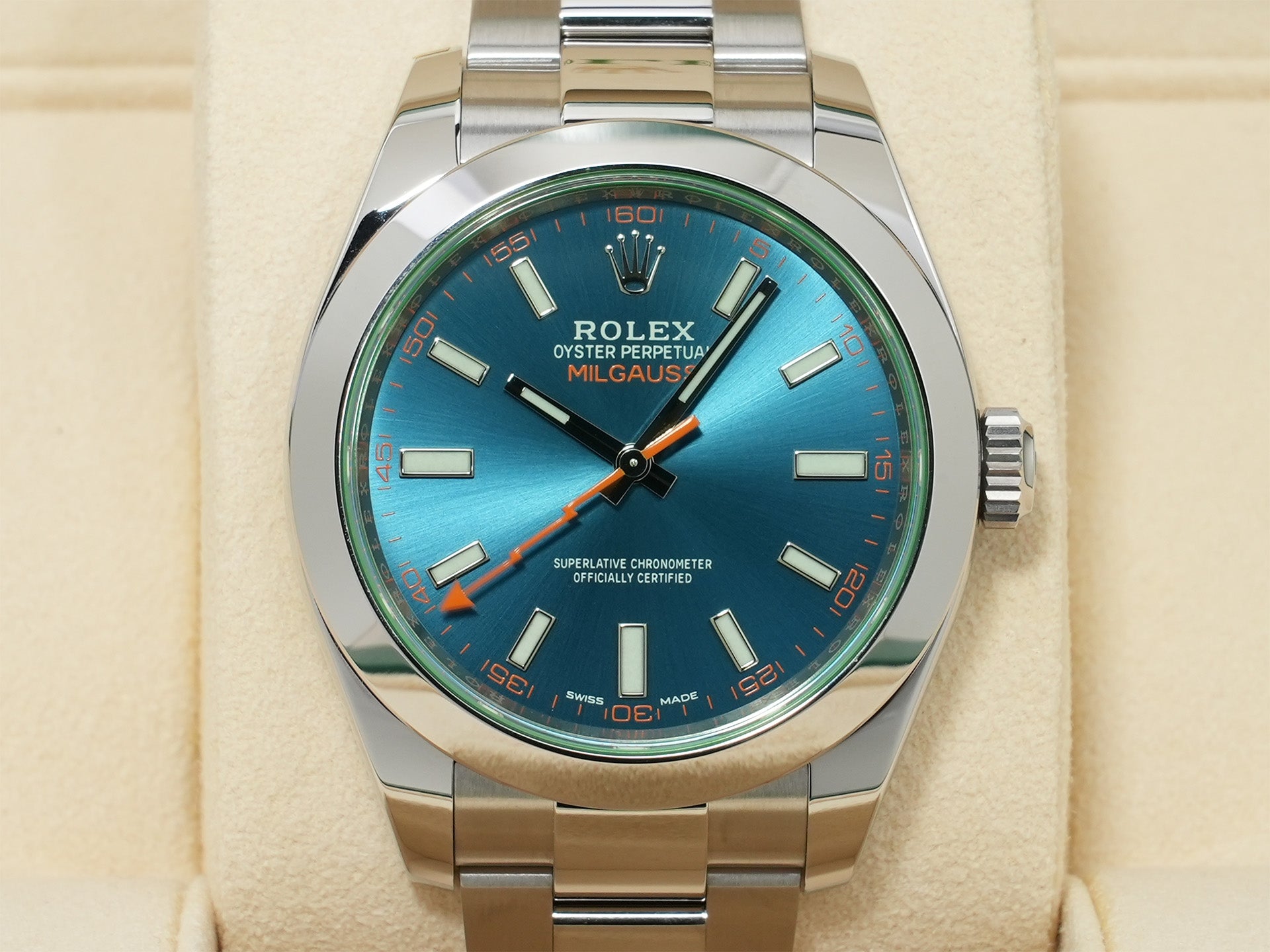 ロレックス ミルガウス Ref.116400GV ステンレススチール Zブルー文字盤 未使用 peecnh3s