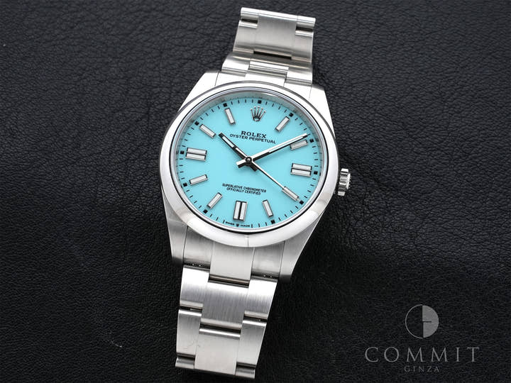 ロレックス オイスターパーペチュアル41 Ref.124300 ステンレススチール ターコイズ文字盤 美中古 uz62srdh