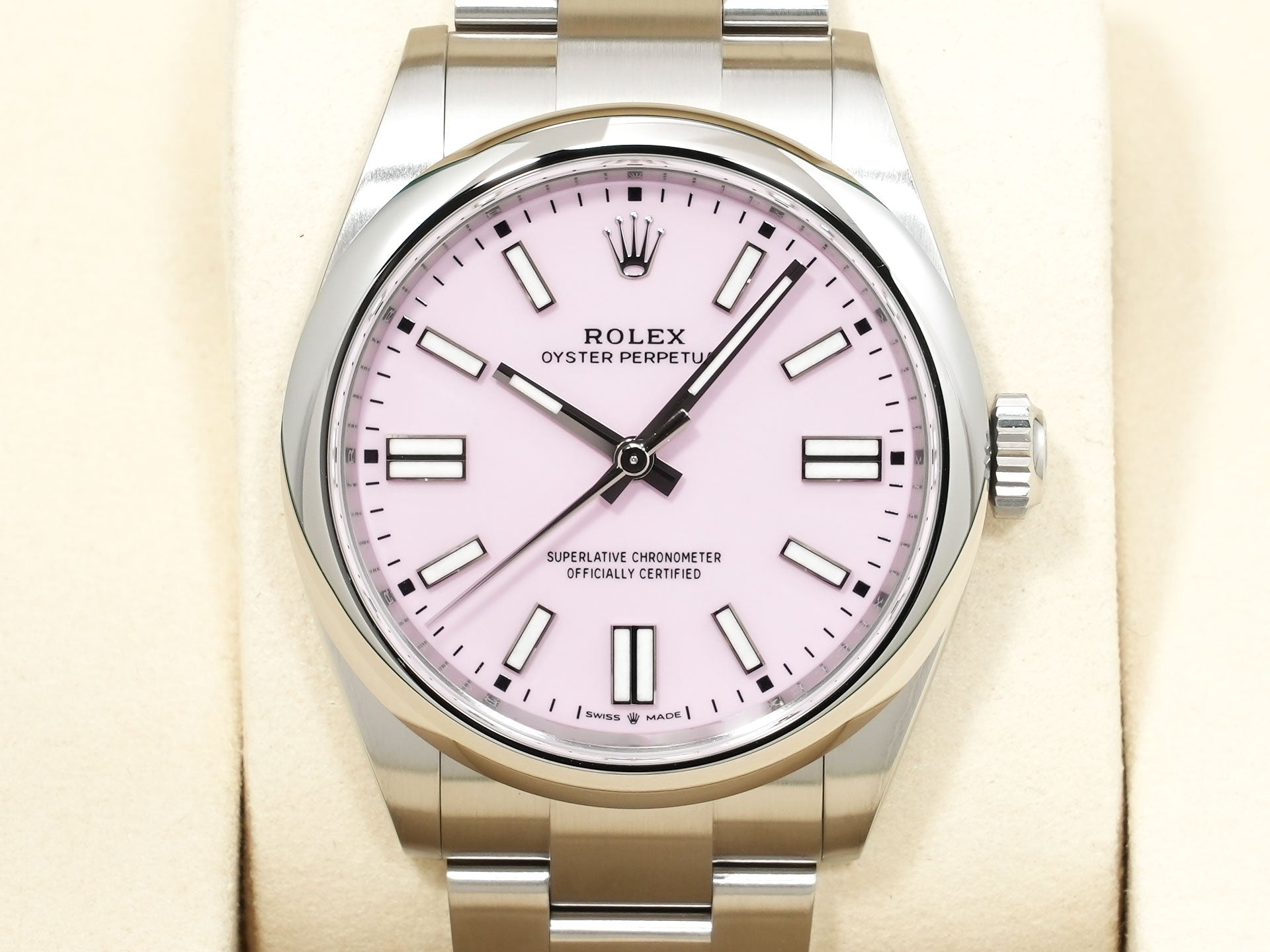 ロレックス オイスターパーペチュアル41 Ref.134300 ステンレススチール キャンディピンク文字盤 未使用 4dot6izy