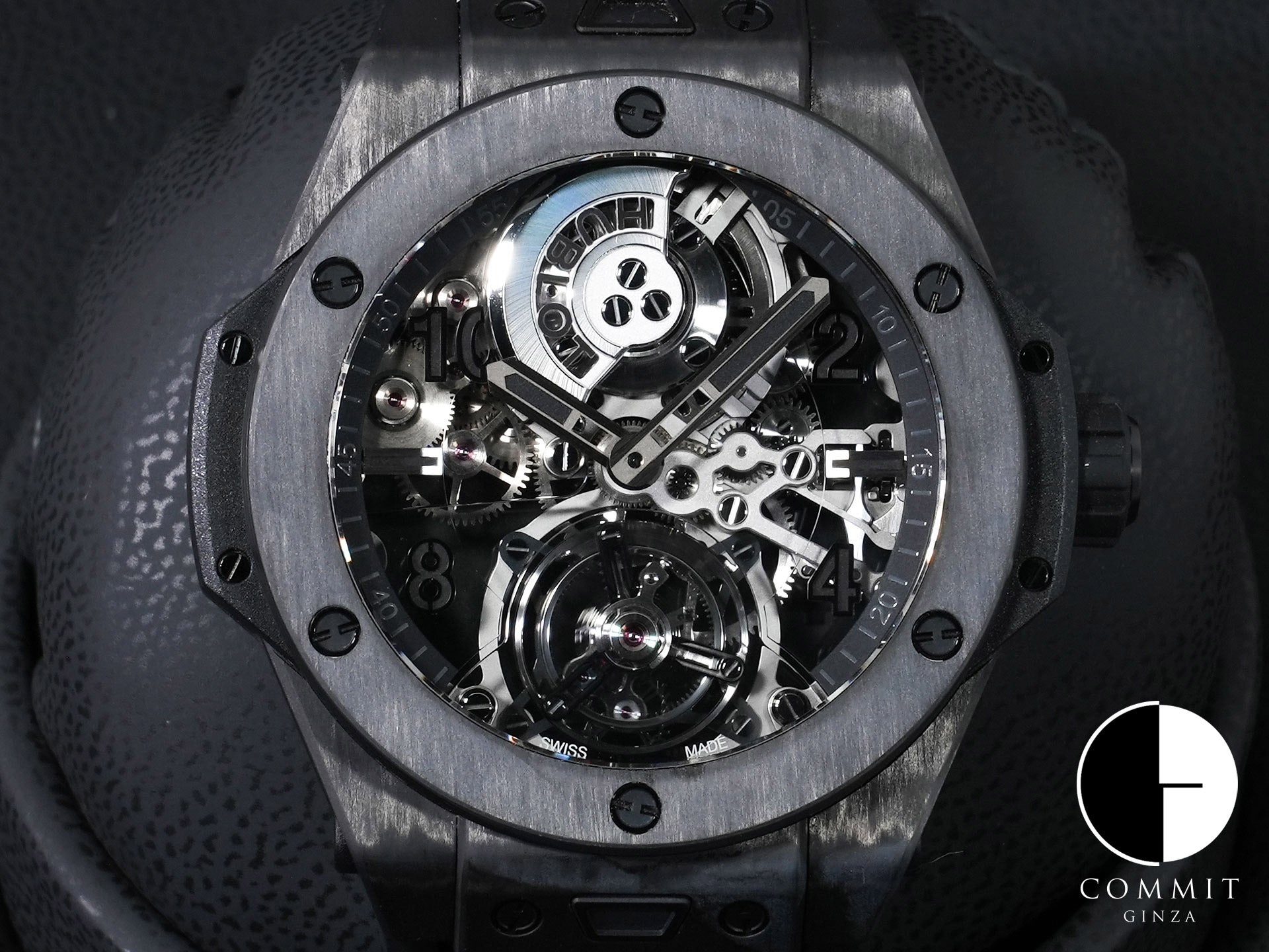 ウブロ ビッグバン トゥールビヨン オートマティック オールブラックカーボン Ref.429.QU.0140.RX.YOS カーボン スケルトン文字盤 美中古 x7bm6knj