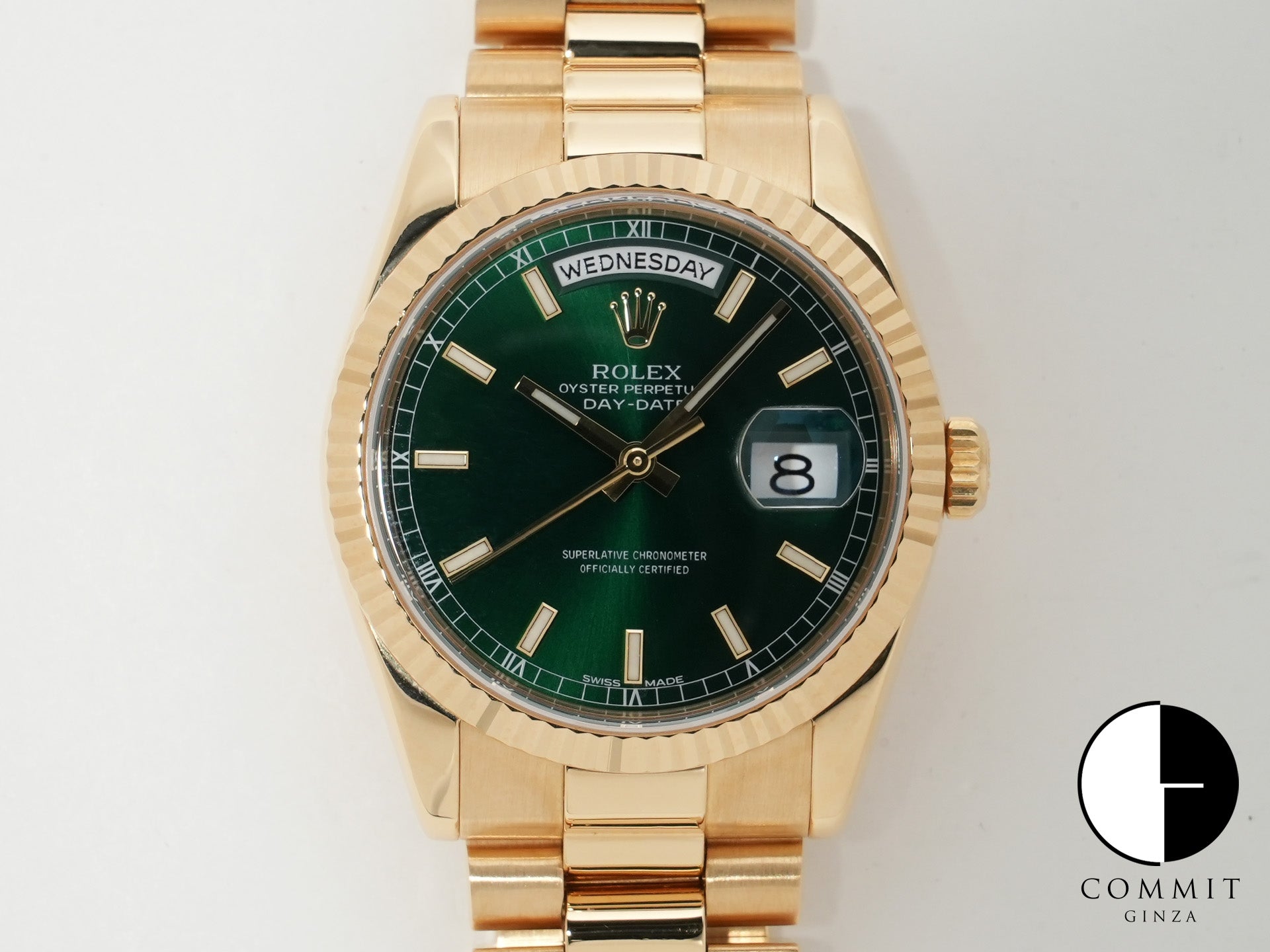 ロレックス デイデイト36 Ref.118238 イエローゴールド グリーン文字盤 中古 byp4xiv5