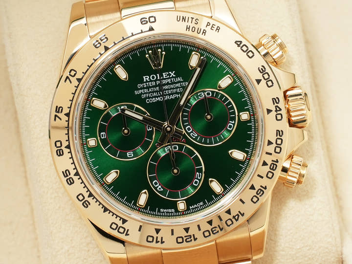 ロレックス デイトナ Ref.116508 イエローゴールド グリーン文字盤 中古 oi868j63