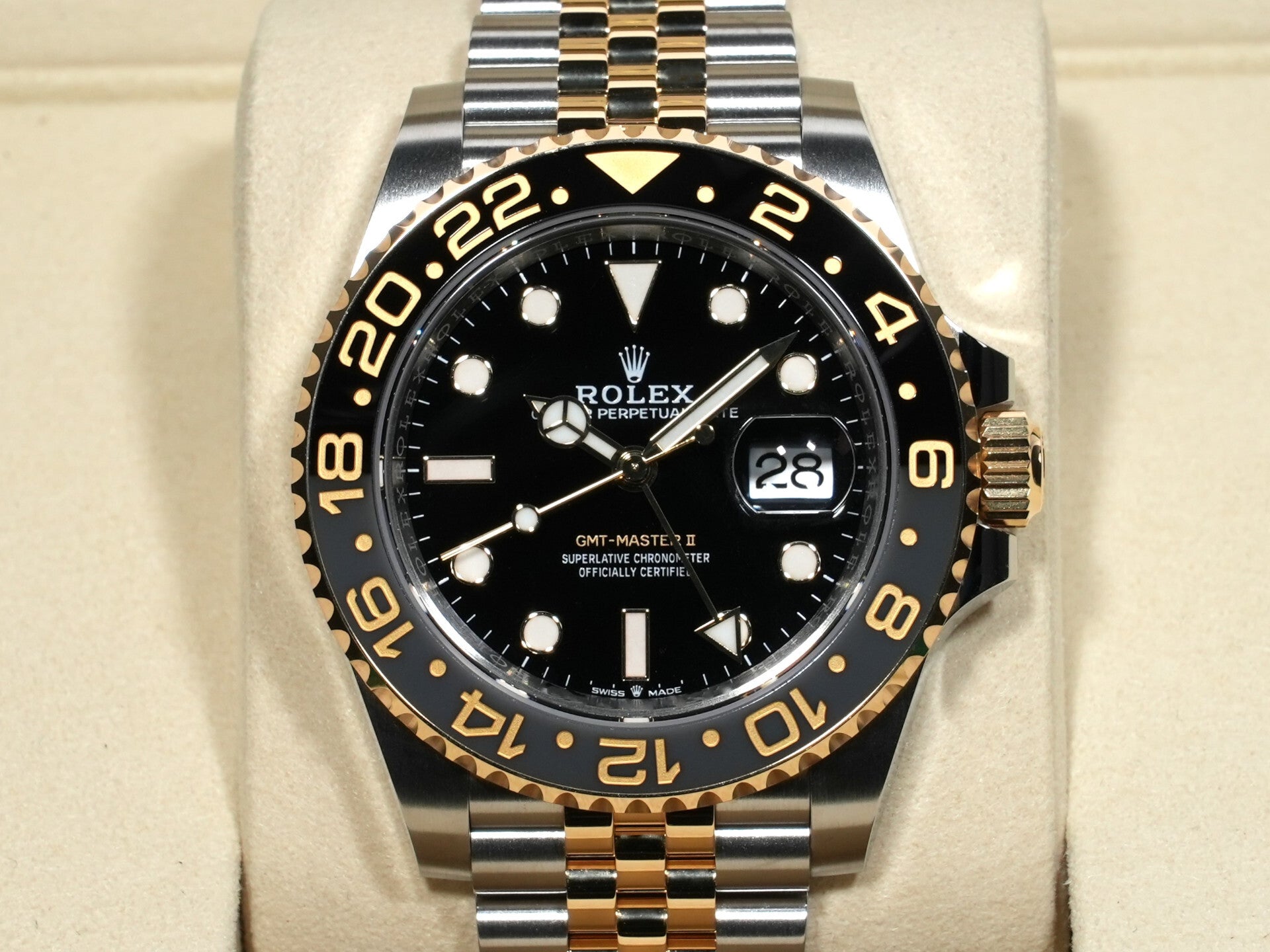 ロレックス GMTマスターII Ref.126713GRNR ステンレススチール/イエローゴールド ブラック文字盤 ジュビリーブレスレット 未使用 kfbmg3mz