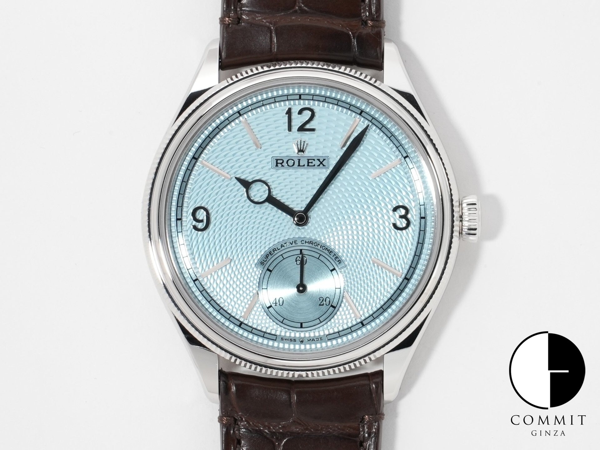ロレックス 1908 Ref.52506 プラチナ アイスブルー文字盤 革ベルト 未使用 uoc3z5fh