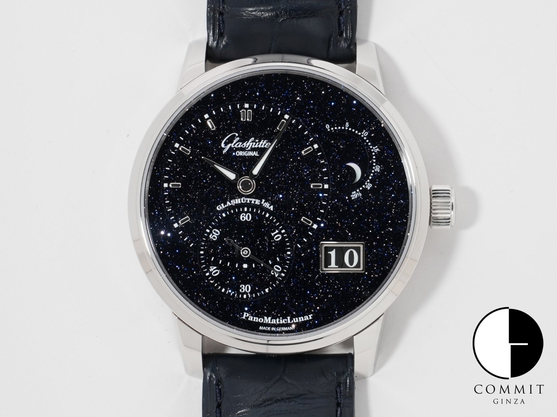 グラスヒュッテオリジナル パノマティック ルナ アニバーサリー エディション Ref.1-92-14-01-03-61 プラチナ ダークブルーのアベンチュリン文字盤 極美品 ccicxpa6