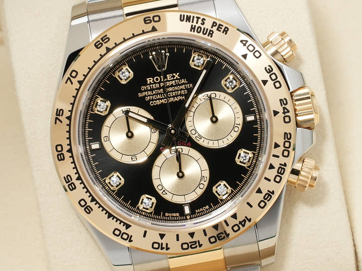 ロレックス デイトナ Ref.126503G ステンレススチール/イエローゴールド ブラックxゴールデンx8Pダイヤ文字盤 未使用 ymdykkdc