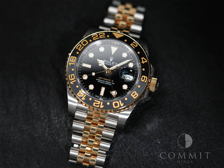 ロレックス GMTマスターII Ref.126713GRNR ステンレススチール/イエローゴールド ブラック文字盤 ジュビリーブレスレット 美中古 deaeoird