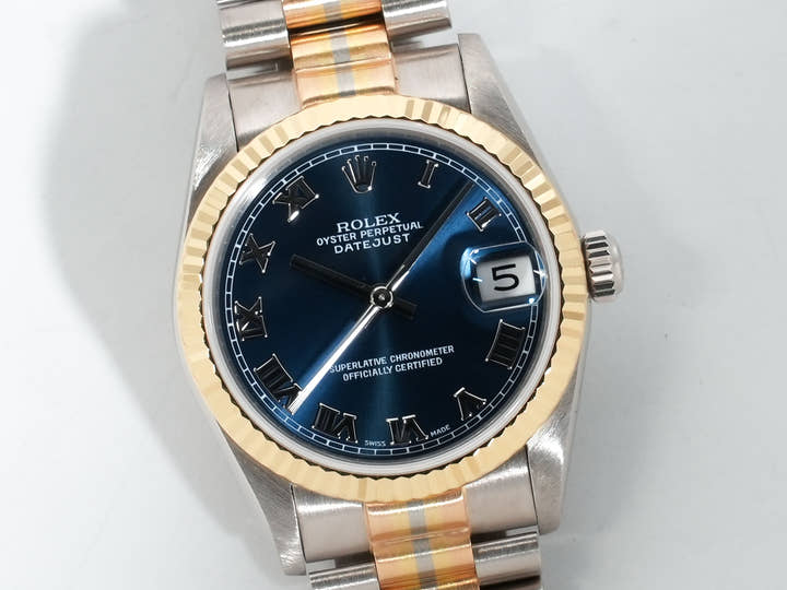 ロレックス デイトジャスト Ref.68279BIC ホワイトゴールド/ローズゴールド/イエローゴールド ブルーローマン文字盤 美中古 t2oncrsk