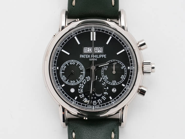 パテックフィリップ パーペチュアルカレンダー スプリットセコンド クロノグラフ Ref.5204G-001 ホワイトゴールド オリーブグリーンソレイユ文字盤 極美品 znbcu9t9
