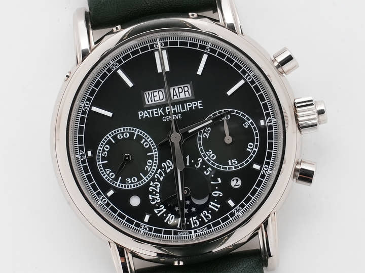 パテックフィリップ パーペチュアルカレンダー スプリットセコンド クロノグラフ Ref.5204G-001 ホワイトゴールド オリーブグリーンソレイユ文字盤 極美品 znbcu9t9