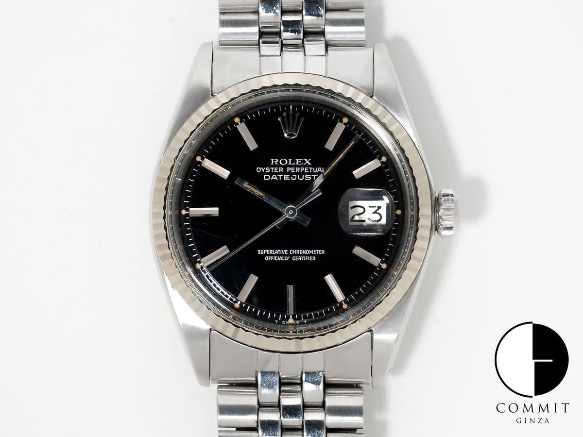 ロレックス デイトジャスト Ref.1601 ステンレススチール/ホワイトゴールド ブラックミラー文字盤 中古 t2ros4b3
