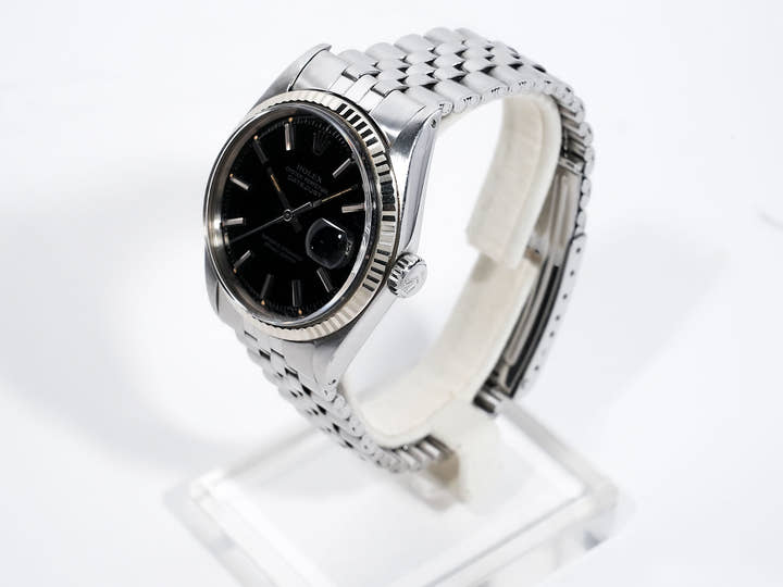 ロレックス デイトジャスト Ref.1601 ステンレススチール/ホワイトゴールド ブラックミラー文字盤 中古 t2ros4b3