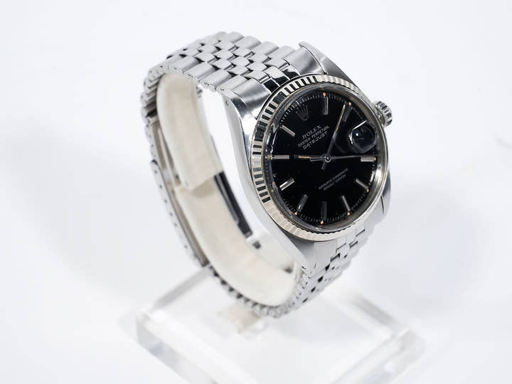 ロレックス デイトジャスト Ref.1601 ステンレススチール/ホワイトゴールド ブラックミラー文字盤 中古 t2ros4b3