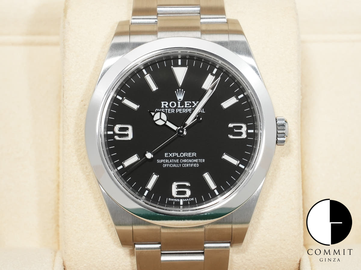 ロレックス エクスプローラーI Ref.214270 ステンレススチール ブラック文字盤 オイスターブレスレット 中古 atoncgcw