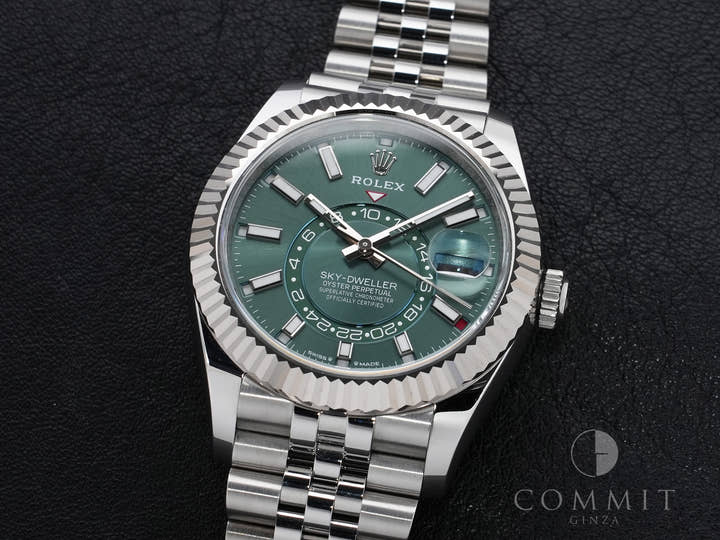 Rolex Sky-Dweller Ref.336934 Stainless Steel/White Gold Mint Green Dial Jubilee Bracelet Excellent Condition uz6k9xon