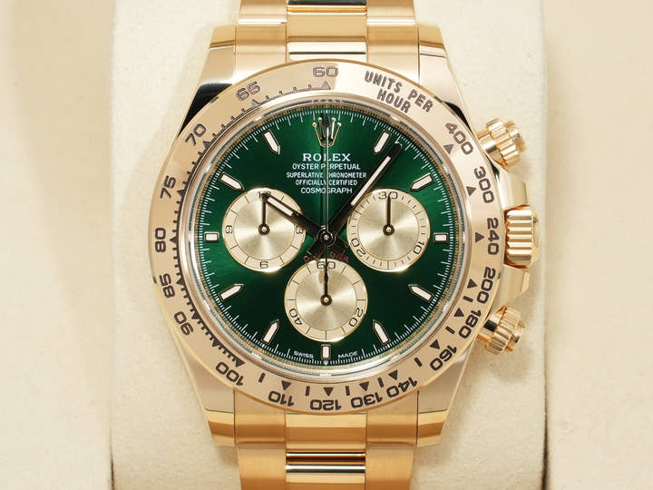 ロレックス デイトナ Ref.126508 イエローゴールド グリーン文字盤 未使用 tx9xaa4v