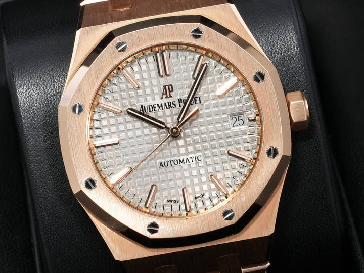 Audemars Piguet Royal Oak Ref.15450OR.OO.1256OR.01 Pink Gold Gray Dial Excellent Used yhxpf3qu