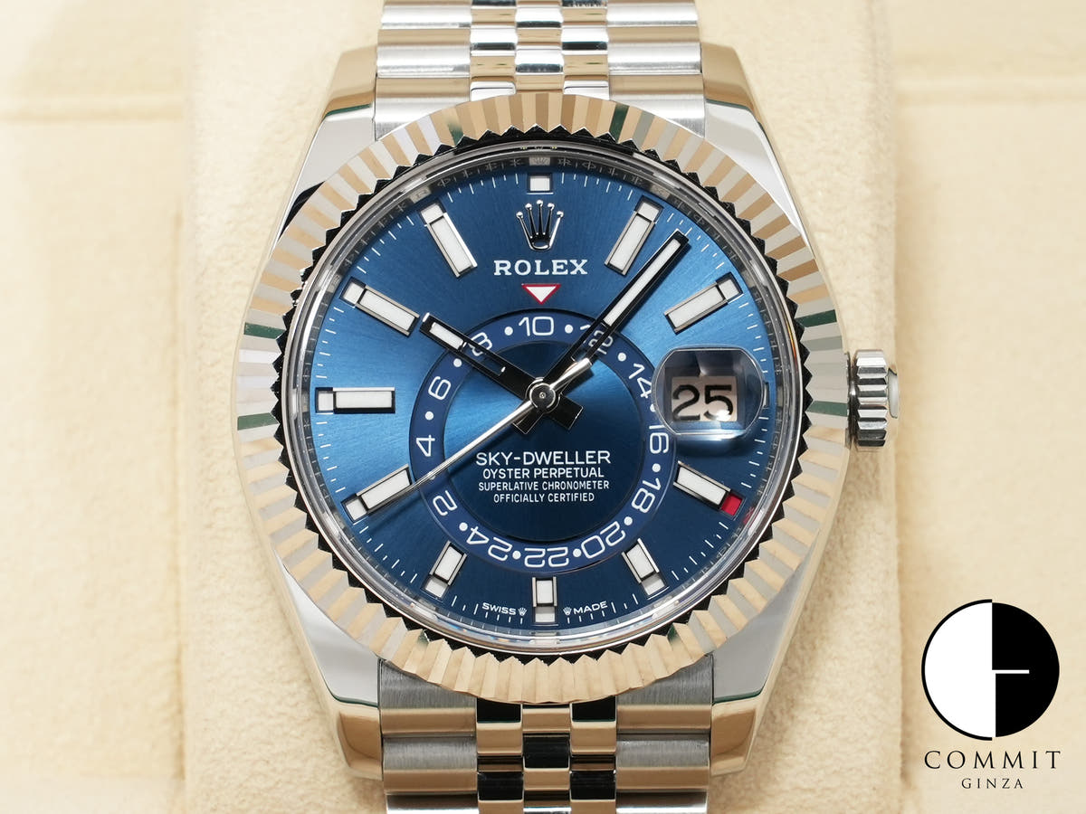 ロレックス スカイドゥエラー Ref.336934 ステンレススチール/ホワイトゴールド ブルー文字盤 ジュビリーブレスレット 美中古 f54ceubc