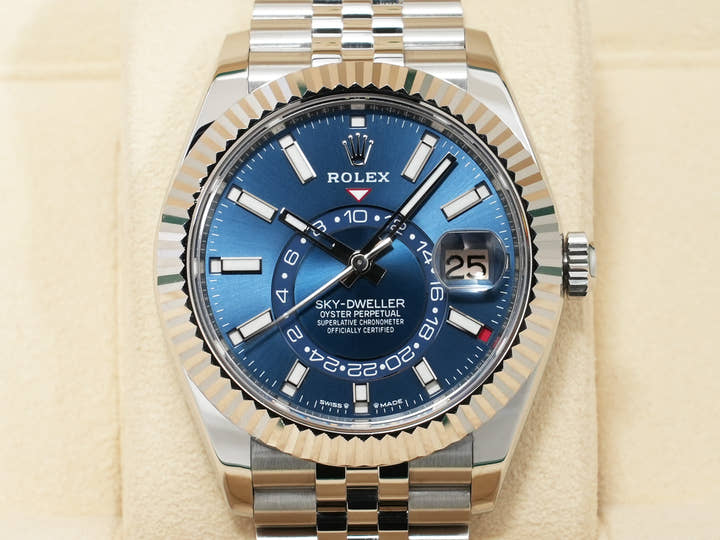 ロレックス スカイドゥエラー Ref.336934 ステンレススチール/ホワイトゴールド ブルー文字盤 ジュビリーブレスレット 美中古 f54ceubc