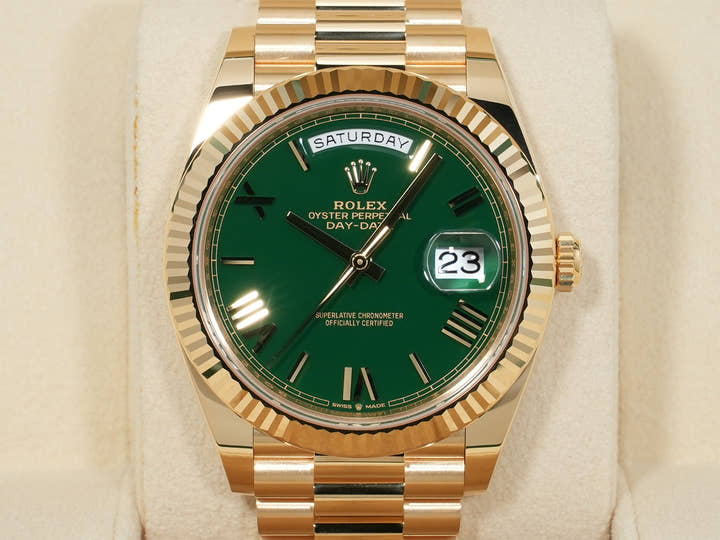 ROLEX Day-Date 40 Ref.228238 Yellow Gold Green Dial Unused ntcwtkmp