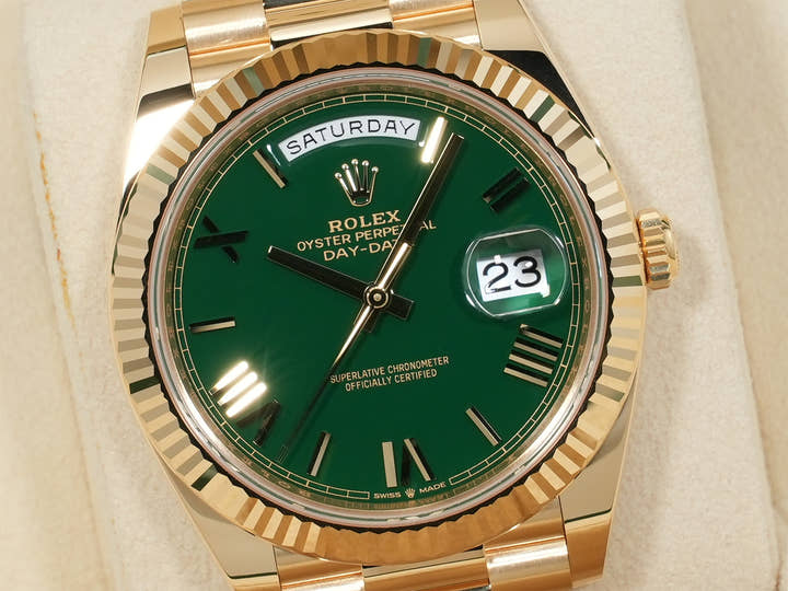ROLEX Day-Date 40 Ref.228238 Yellow Gold Green Dial Unused ntcwtkmp
