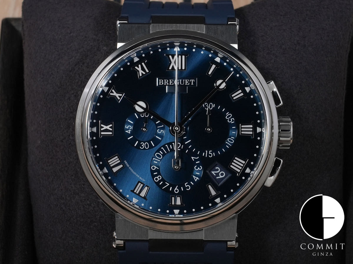 Breguet Marine Chronograph Ref.5527TI/Y1/5WV Titanium Blue Dial Excellent Condition v4fzihmv