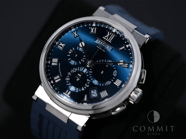 Breguet Marine Chronograph Ref.5527TI/Y1/5WV Titanium Blue Dial Excellent Condition v4fzihmv