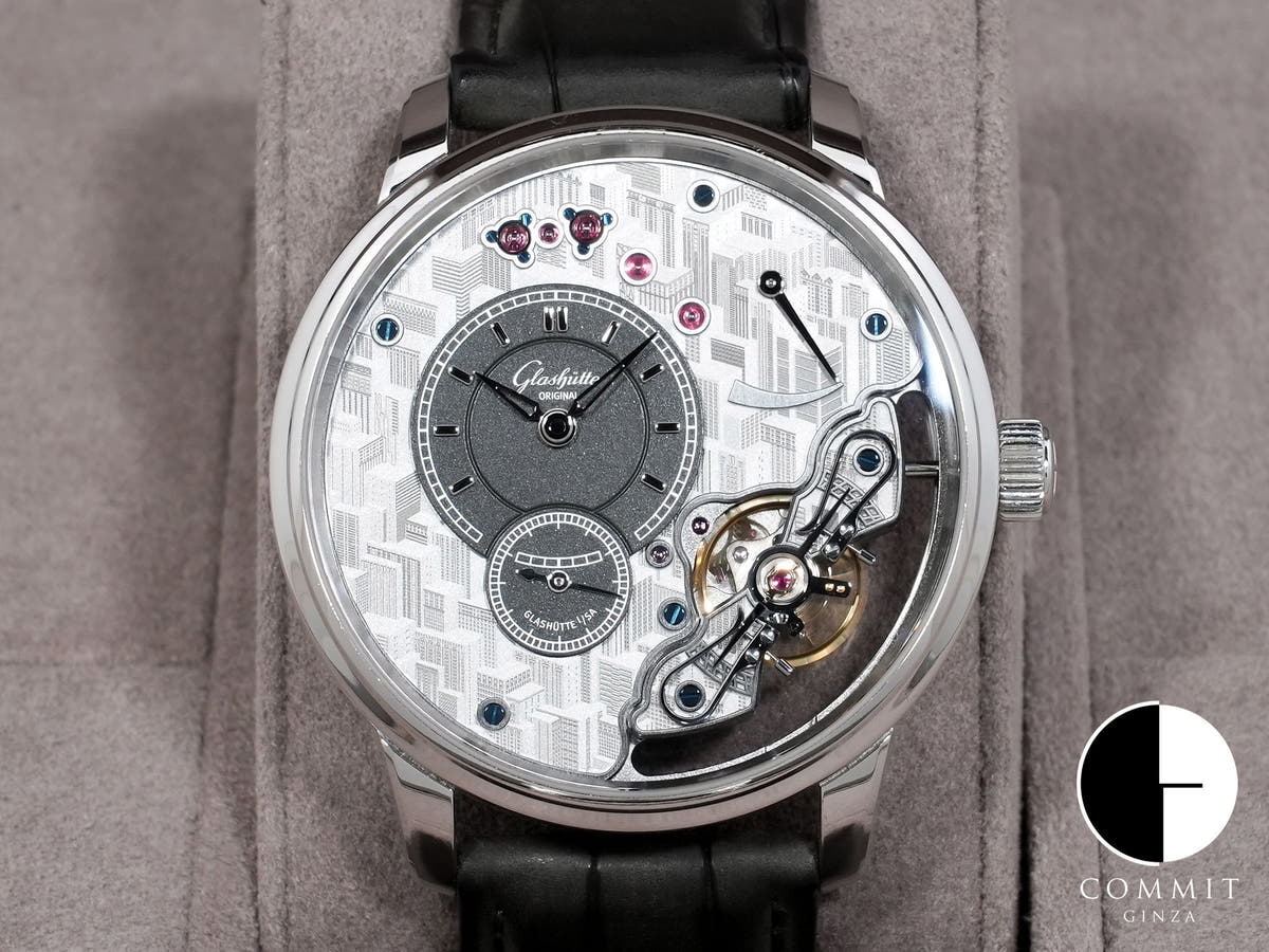 Glashütte Original PanoInverse Limited Edition Ref. 1-66-12-01-03-62 Platinum Anthracite Grain Finish Dial Excellent Condition 2ig643be