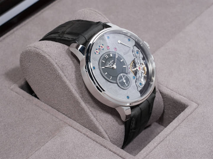 Glashütte Original PanoInverse Limited Edition Ref. 1-66-12-01-03-62 Platinum Anthracite Grain Finish Dial Excellent Condition 2ig643be