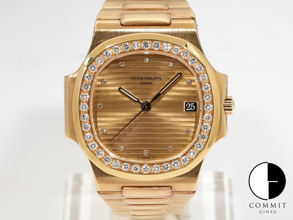Patek Philippe Nautilus Ref. 3800/3J-012 Yellow Gold Champagne 11P Diamond Dial Used 5akxqmt2