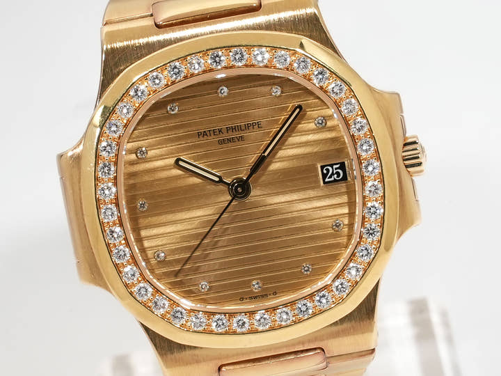 Patek Philippe Nautilus Ref. 3800/3J-012 Yellow Gold Champagne 11P Diamond Dial Used 5akxqmt2
