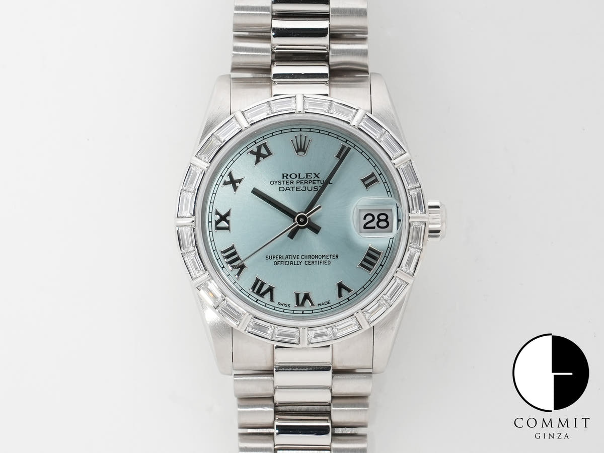 Rolex Datejust 31 Ref. 78266 Platinum Ice Blue Dial Used m4m8eds8