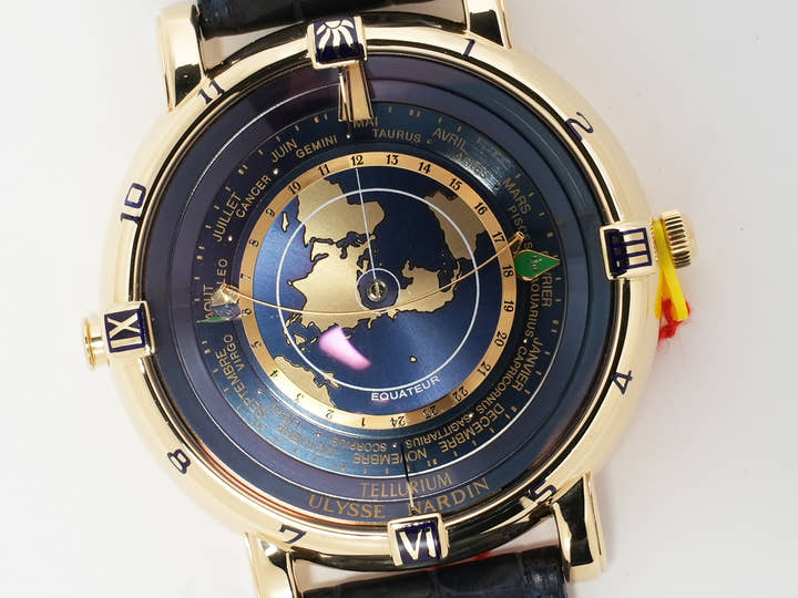 ユリスナルダン テリリウム ヨハネス ケプラー Ref.871-22 イエローゴールド ブルー文字盤 中古 oz7mp7ai