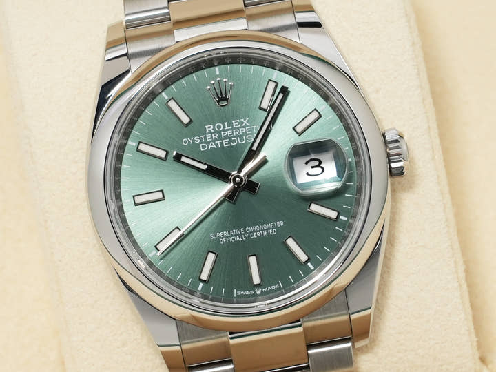 Rolex Datejust 36 Ref. 126200 Stainless Steel Mint Green Dial Oyster Bracelet Pre-Owned u7p57fxq