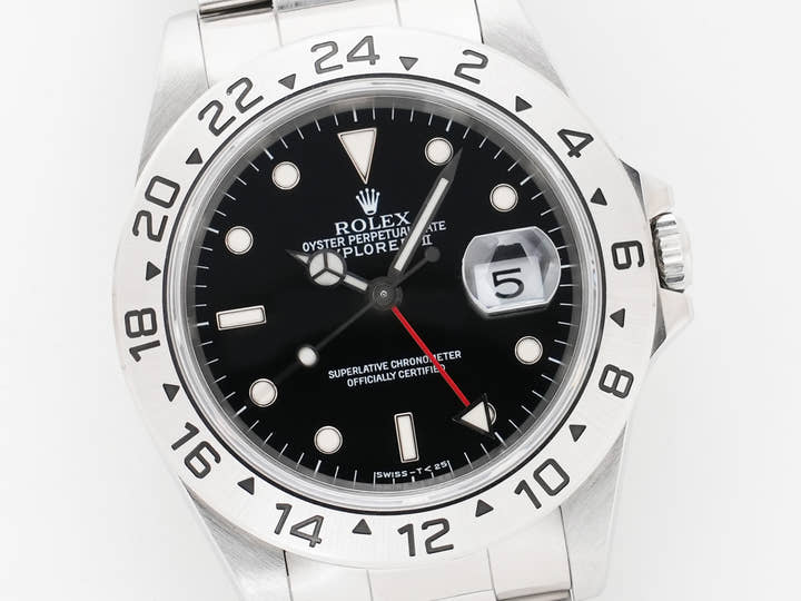ロレックス エクスプローラーII Ref.16570 ステンレススチール ブラック文字盤 オイスターブレスレット 美中古 xwqsz26a