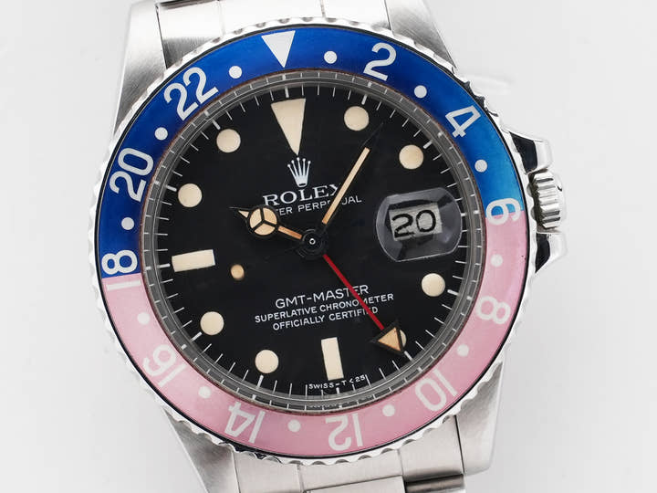 ロレックス GMTマスター Ref.1675 ステンレススチール ブラック文字盤 オイスターブレスレット 中古 9ra4udsn