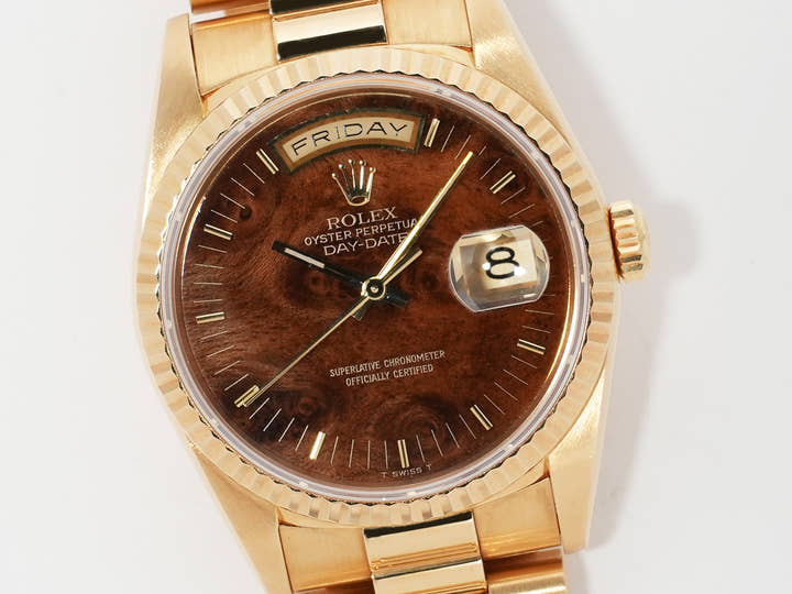 ロレックス デイデイト36 Ref.18238 イエローゴールド ウォールナット文字盤 美中古 874h735r