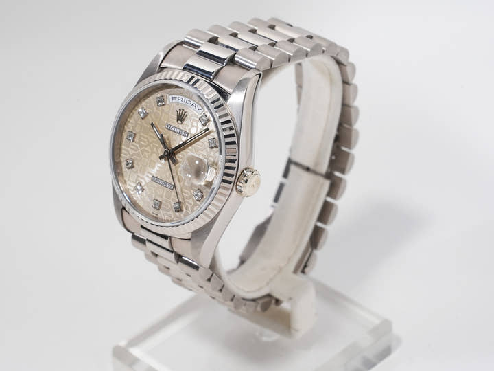 ロレックス デイデイト36 Ref.18239G ホワイトゴールド シルバーホリコンピューター文字盤 中古 h7reiitj