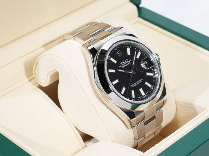 ロレックス デイトジャストII Ref.116300 ステンレススチール ブラック文字盤 オイスターブレスレット 美中古 jf8w3428