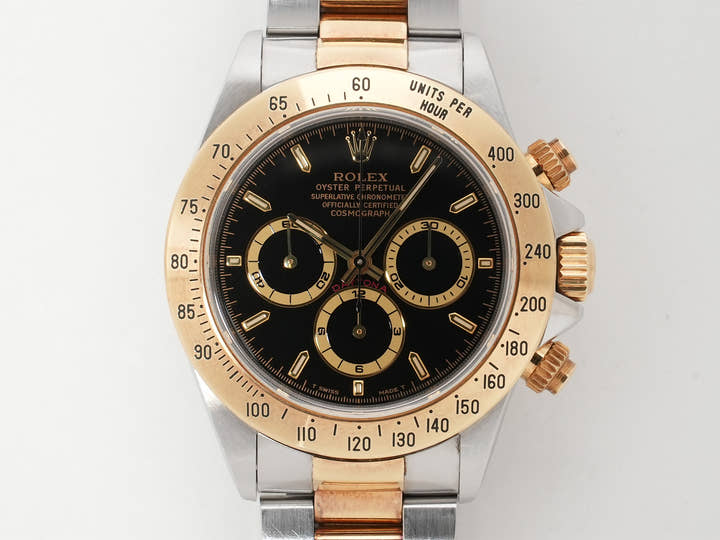 ロレックス デイトナ エルプリメロ Ref.16523 ステンレススチール/イエローゴールド ブラック文字盤 中古 sez2yo36