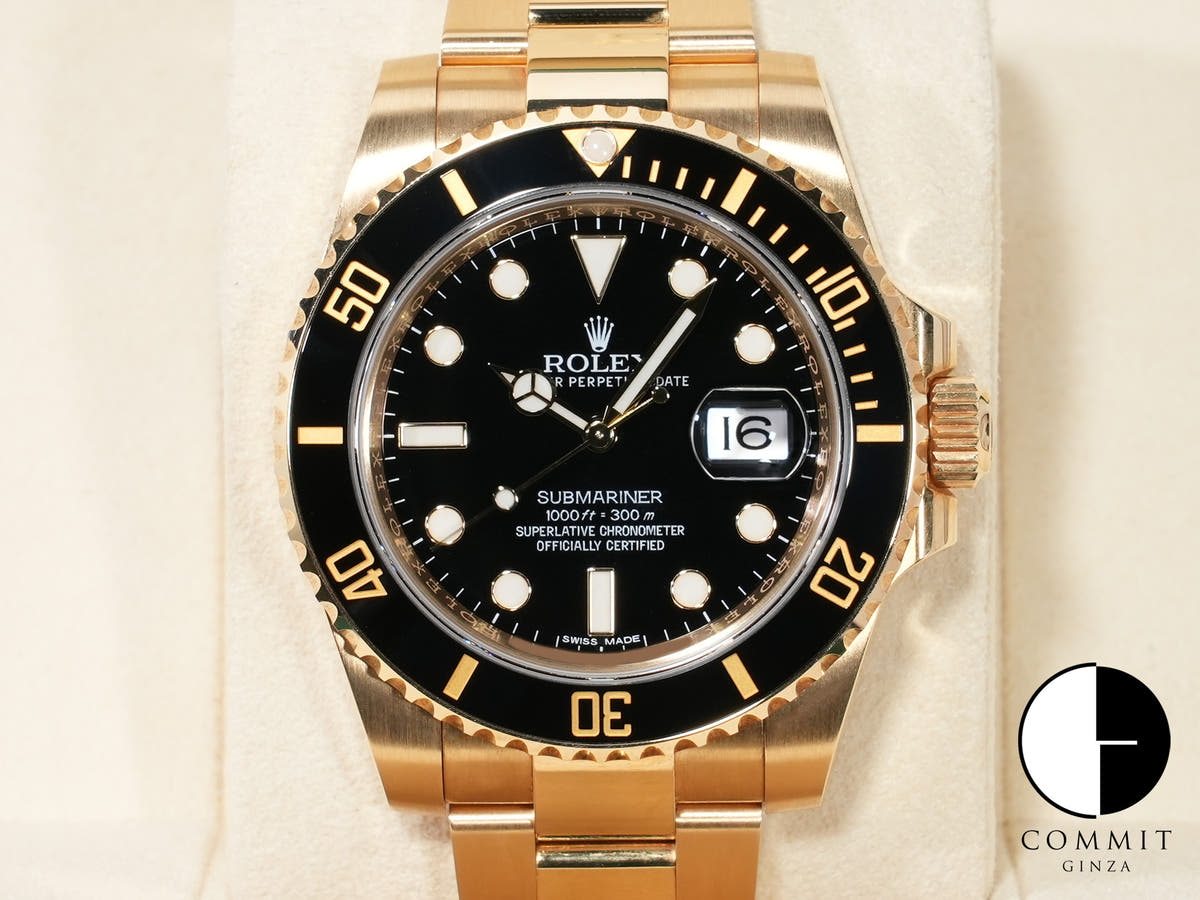 Rolex Submariner Date Ref. 116618LN Yellow Gold Black Dial Used hpnzxz3k