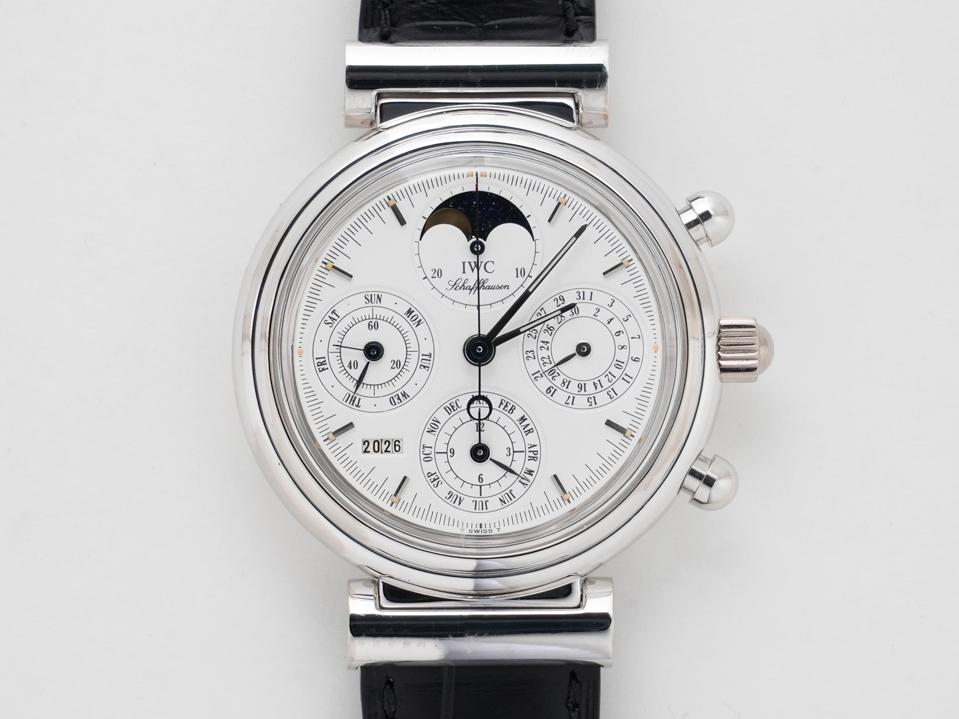 IWC ダ・ヴィンチ パーペチュアルカレンダー クロノグラフ Ref.IW3750 ホワイトゴールド ホワイト文字盤 美中古 qptkmmnd