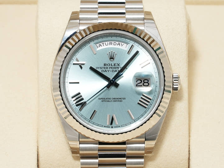 Rolex Day-Date 40 Ref. 228236 Platinum Ice Blue Dial Unused 982wmwwi