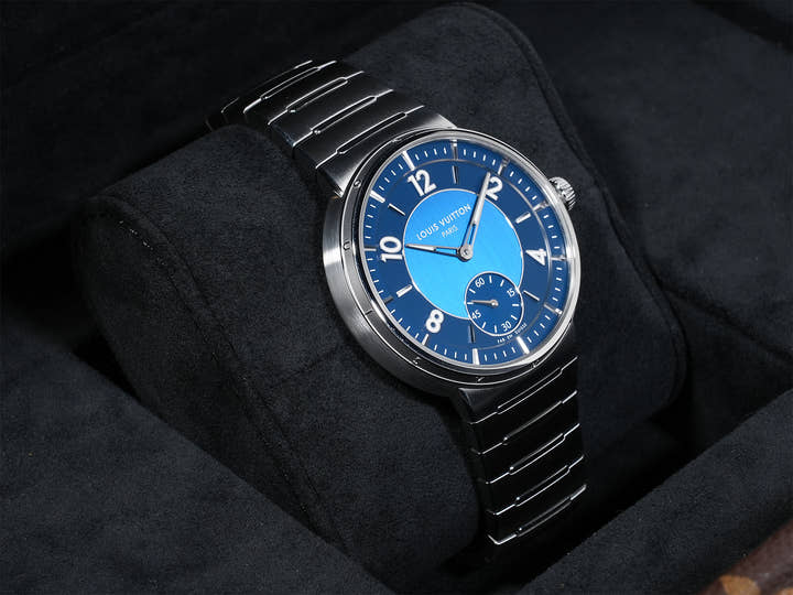 ルイヴィトン タンブール オトマティック Ref.W1ST20 ステンレススチール ブルー文字盤 中古 qhck5jeo
