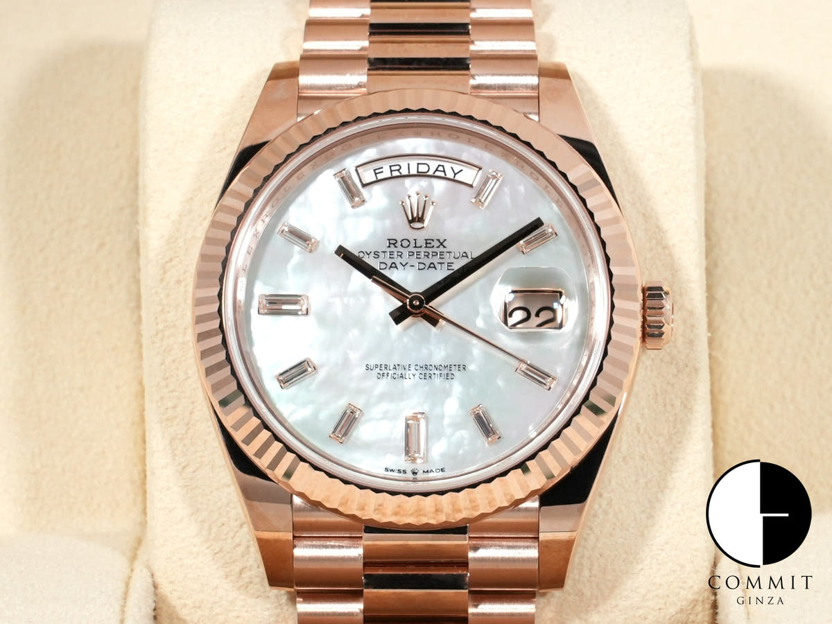 ROLEX Day-Date 40 Ref.228235NG Everose Gold Diamond White Mother-of-Pearl Dial Unused hksxdao6