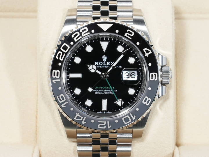 ROLEX GMT-Master II Ref.126710GRNR Stainless Steel Black Dial Jubilee Bracelet Excellent Condition 3p3natxc