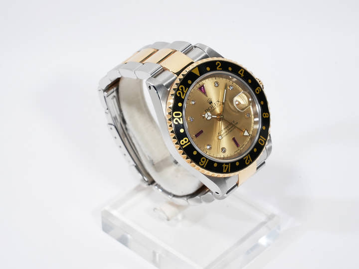 Rolex GMT-Master II Ref.16713RG Stainless Steel/Yellow Gold Champagne Dial Oyster Bracelet Used iafxtkn2