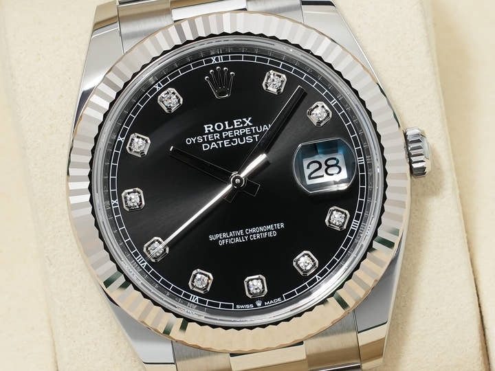 Rolex Datejust 41 Ref.126334G Stainless Steel/White Gold Black Dial with 10-point Diamonds Oyster Bracelet Unused 5zzfmnr3