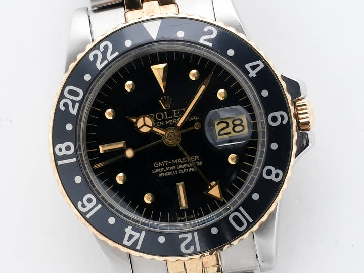 Rolex GMT-Master Ref. 1675/3 Stainless Steel/Yellow Gold Black Dial Jubilee Bracelet Used w5g67g3e