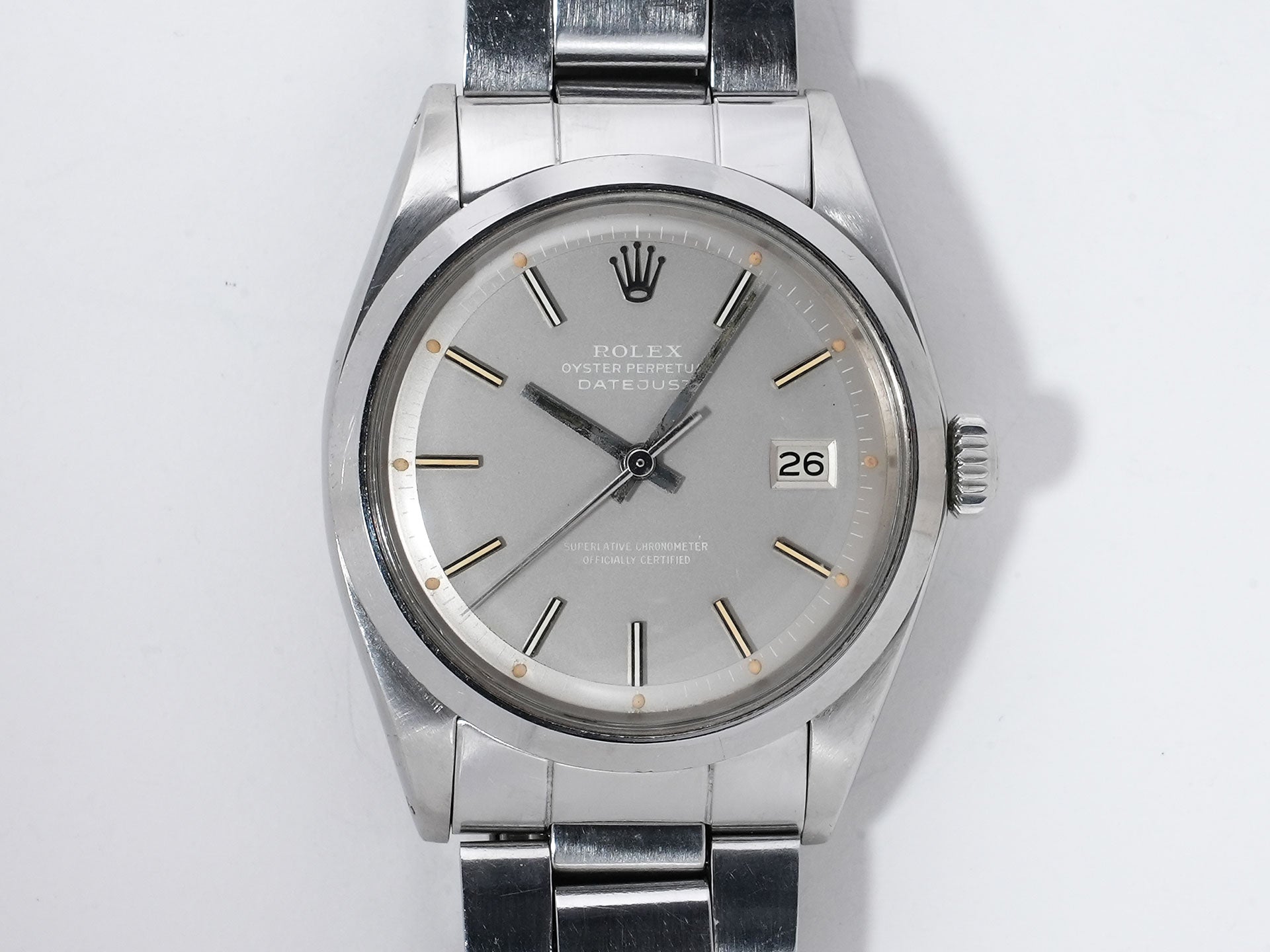 ロレックス デイトジャスト Ref.1600 ステンレススチール グレー文字盤 中古 dw8c62rw